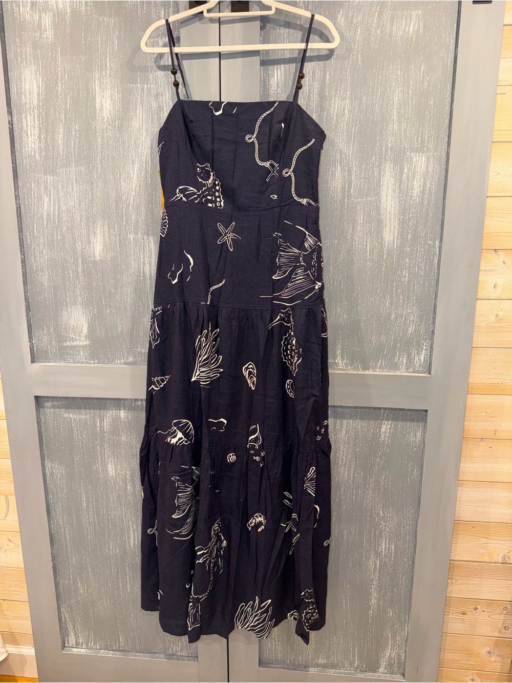 Few Moda Zali Navy Printed Linen Blend Maxi Dress – Size 10 NWT - Picture 4 of 12